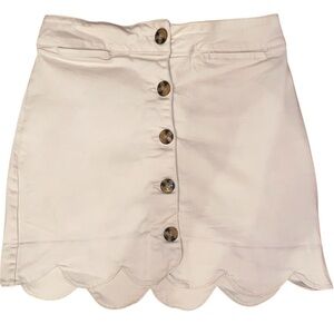 MI AMI by FRANCESCA Scalloped Hem Front Button Closure Mini Skirt Beige Size XS